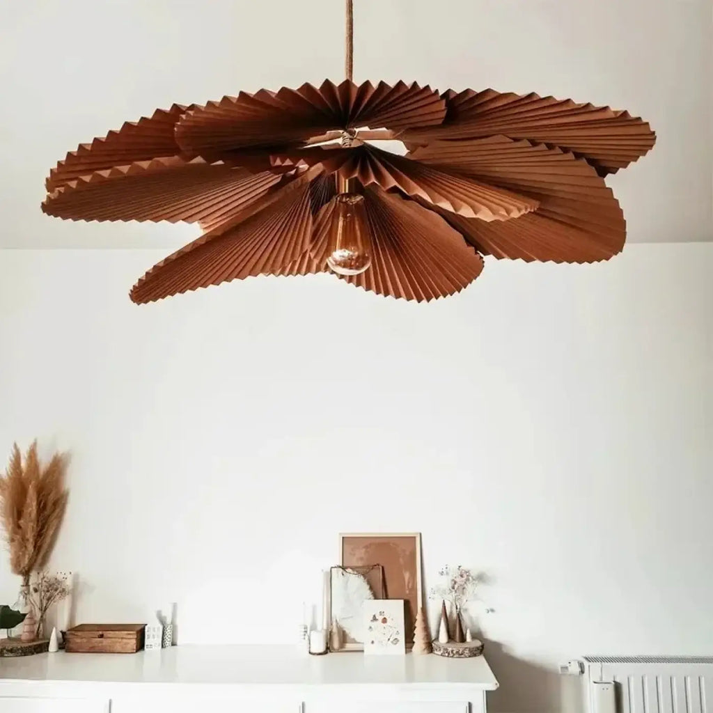 Lampe Suspendue en Papier Marron Bohème Chic
