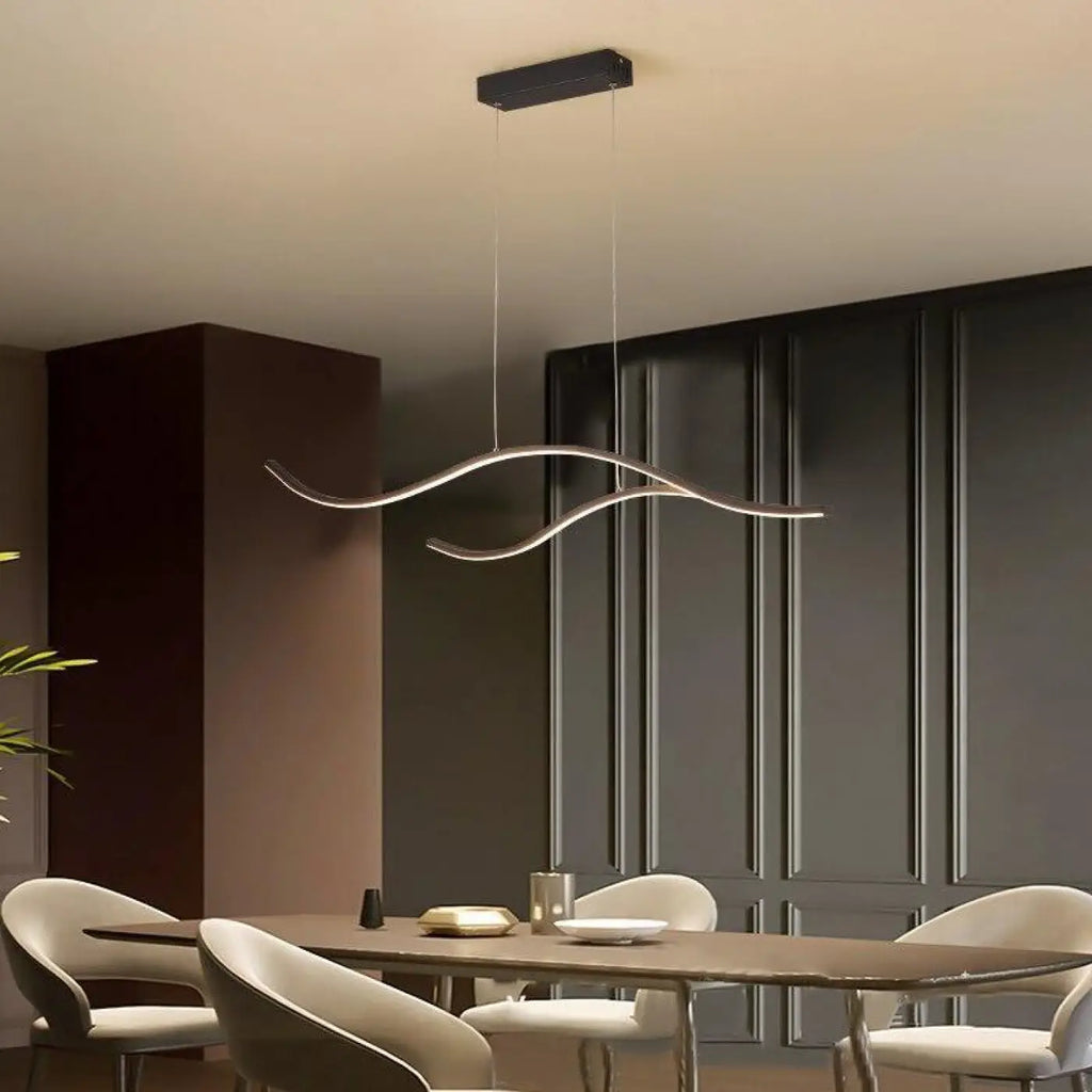 Lampe Suspendue Vague LED Dorée