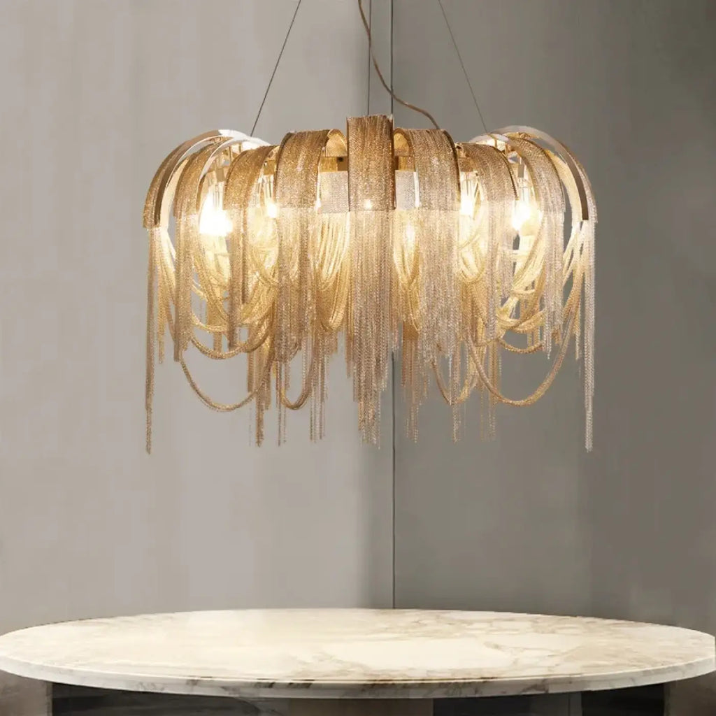 Lustre Suspendu à Franges Dorées