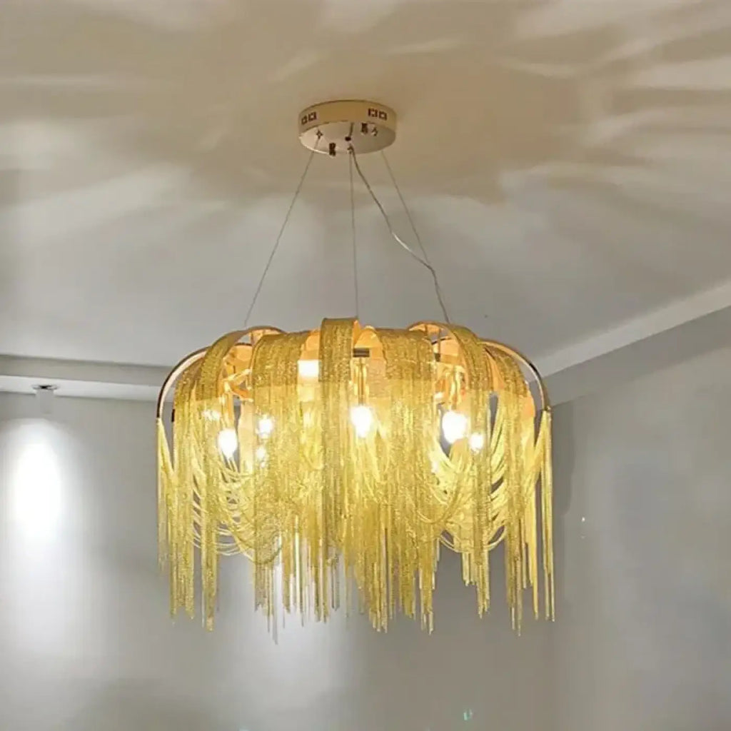 Lustre Suspendu à Franges Dorées