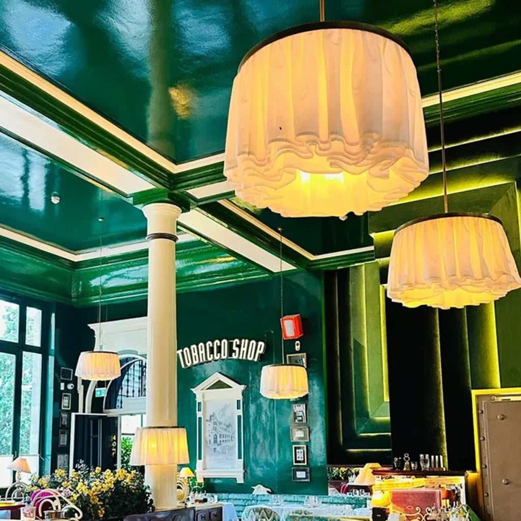 Lampe Suspendue en Tissu Blanc Effet Voile