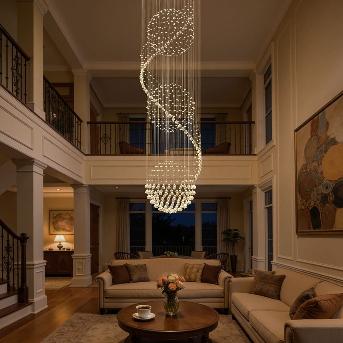 Lustre Spirale Cristal Entrée