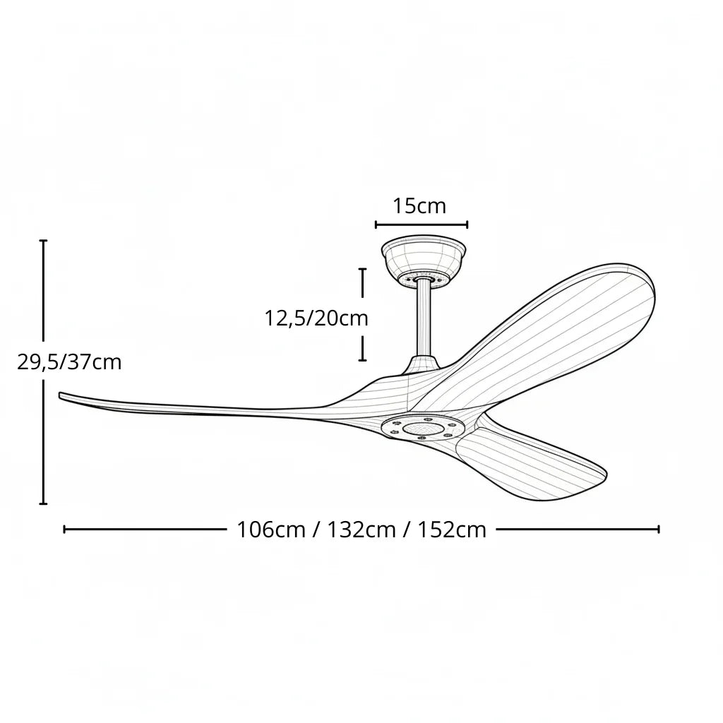 Ventilateur de Plafond Silencieux Bois Clair Vintage