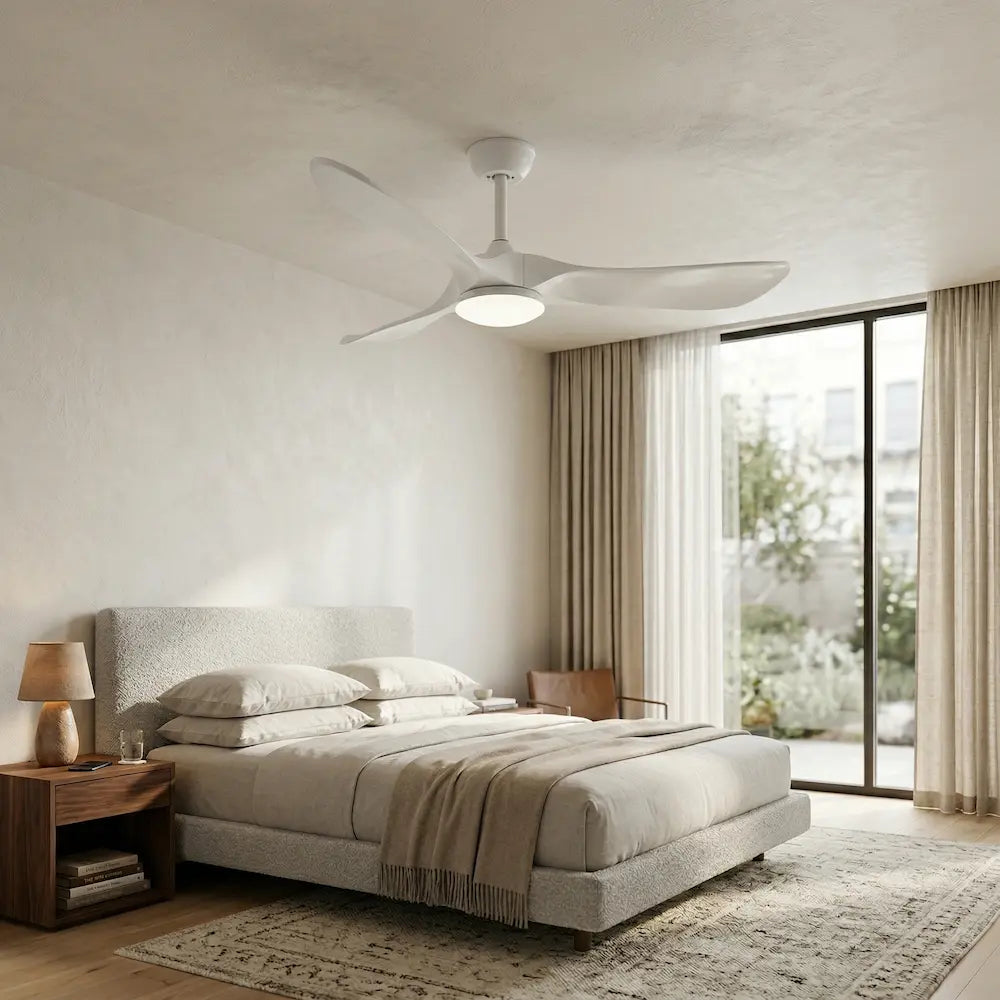 Ventilateur de Plafond Silencieux Bois Blanc LED
