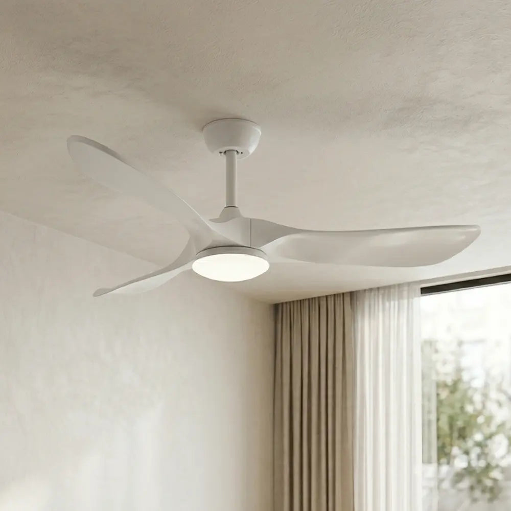 Ventilateur de Plafond Silencieux Bois Blanc LED