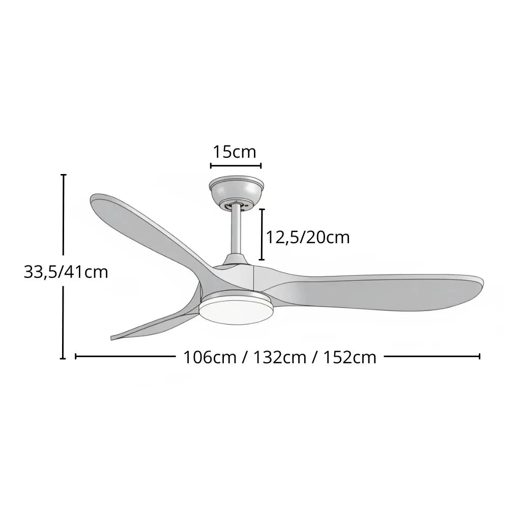 Ventilateur de Plafond Silencieux Bois Foncé et Noir LED
