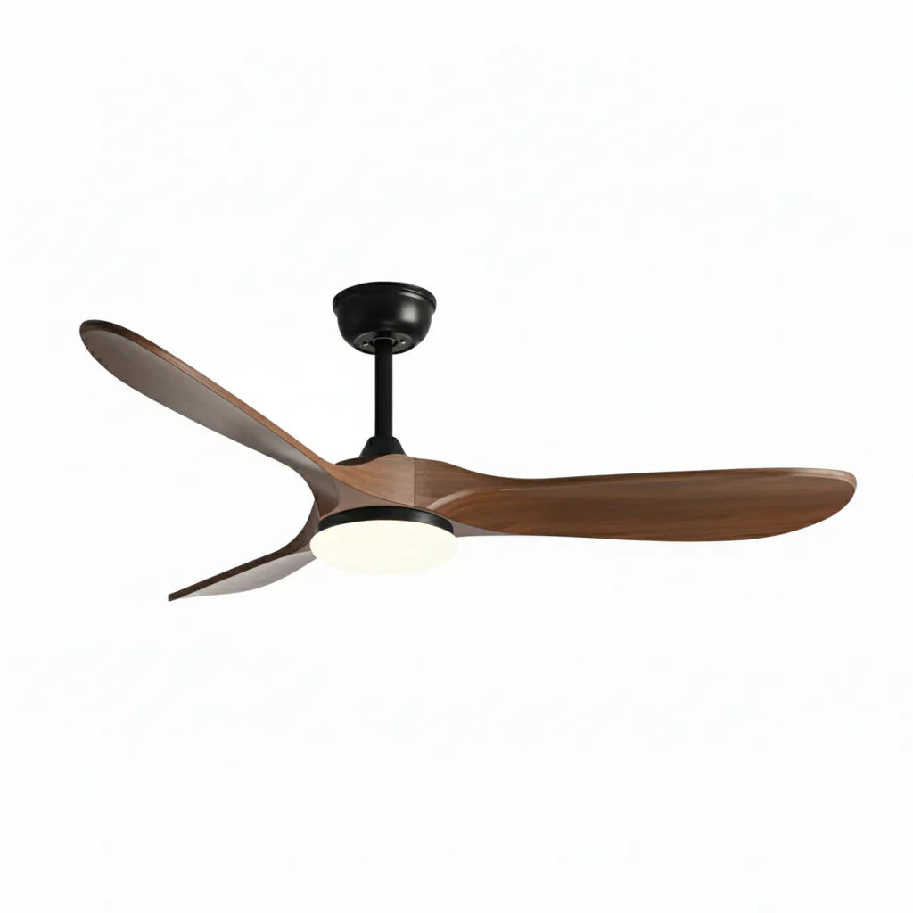 Ventilateur de Plafond Silencieux Bois Foncé et Noir LED
