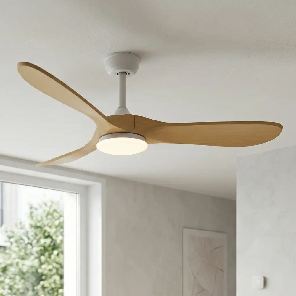 Ventilateur de Plafond Silencieux Bois Naturel Vintage LED