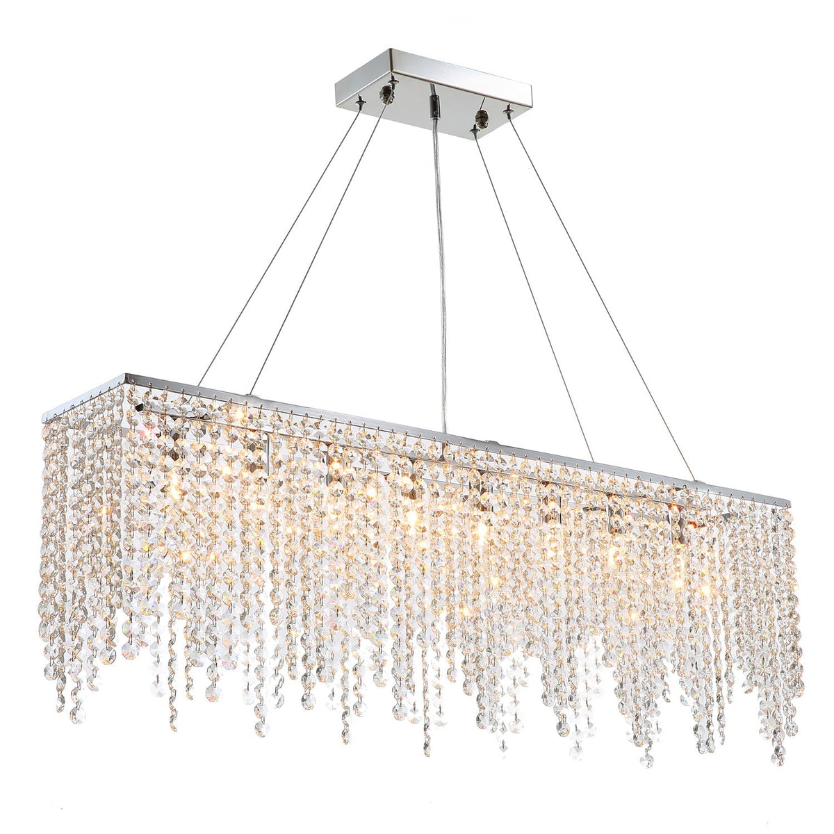 Lustre Rectangulaire Cristal Argenté Linéaire